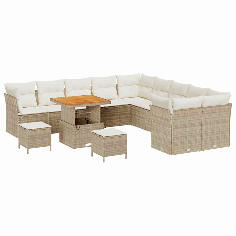 Ensemble de canapé de jardin 13 pcs beige et crème polyrotin