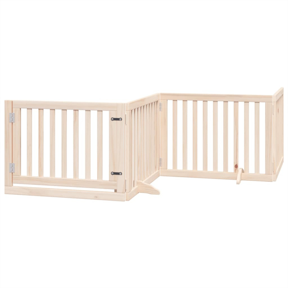 Barrière pour chien avec porte pliable 4 panneaux 320 cm bois de peuplier