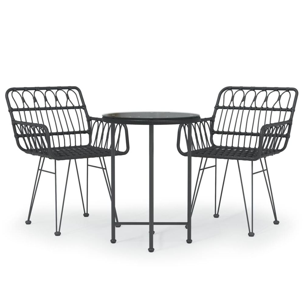 Ensemble à manger de jardin 3 pcs noir résine tressée