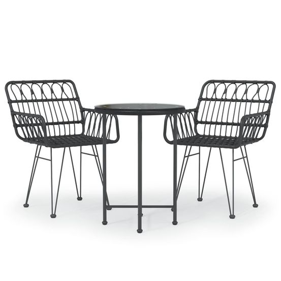 Ensemble à manger de jardin 3 pcs noir résine tressée