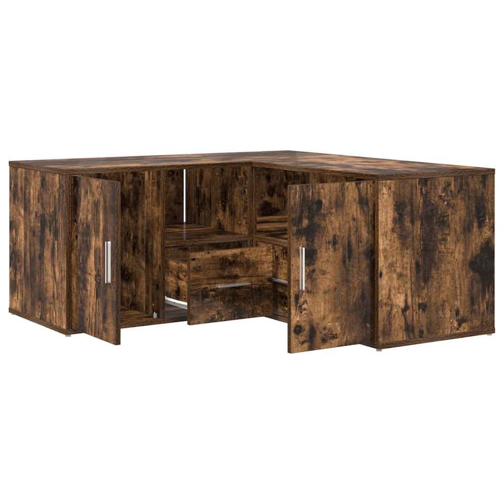Armoire d'angle chêne fumé 160x40x45 cm bois d'ingénierie