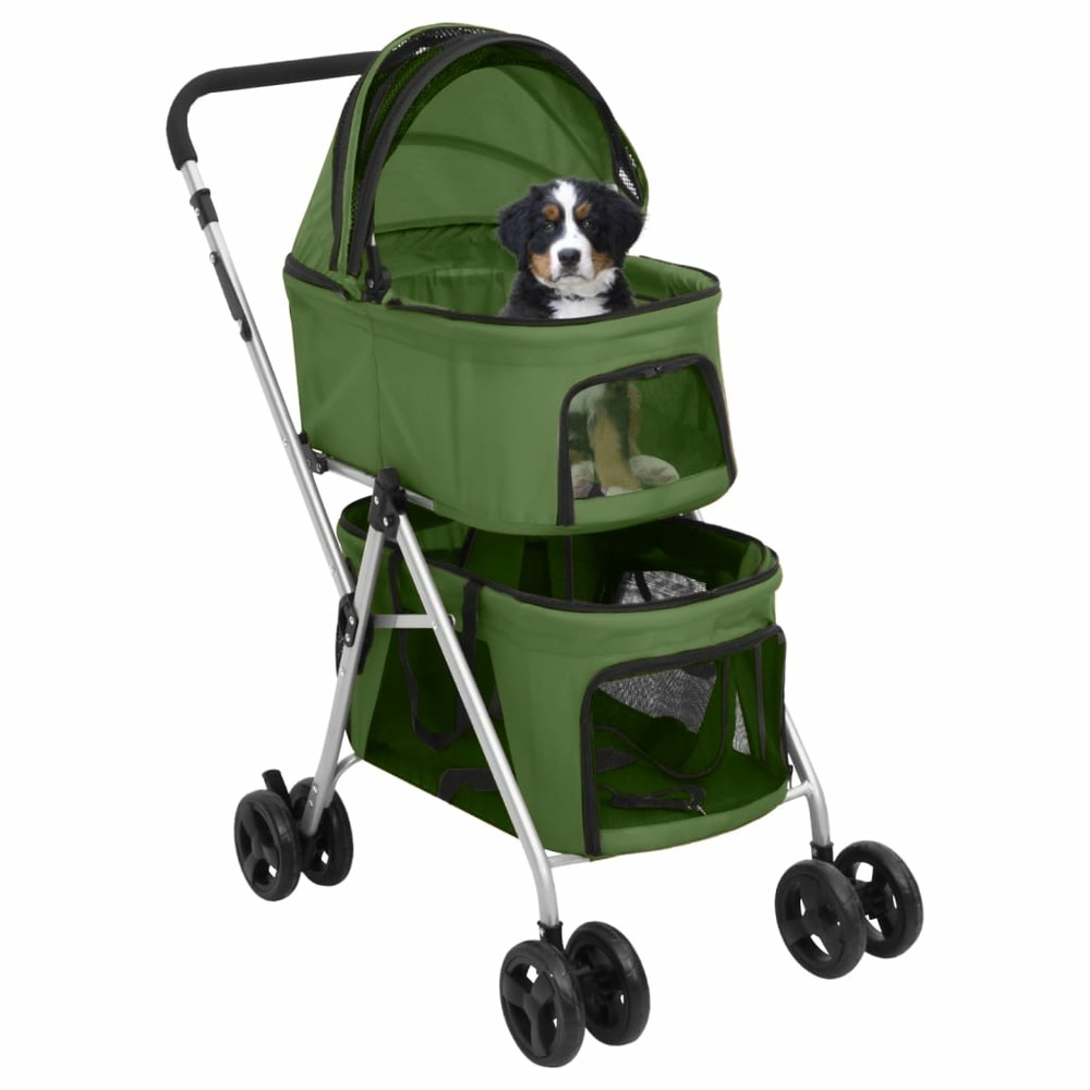 Poussette pour chien pliante a 2 niveaux vert 83x48x97 cm Truffaut