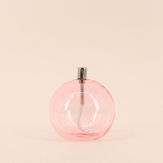 Lampe à huile sphère en verre soufflé rose 13cm