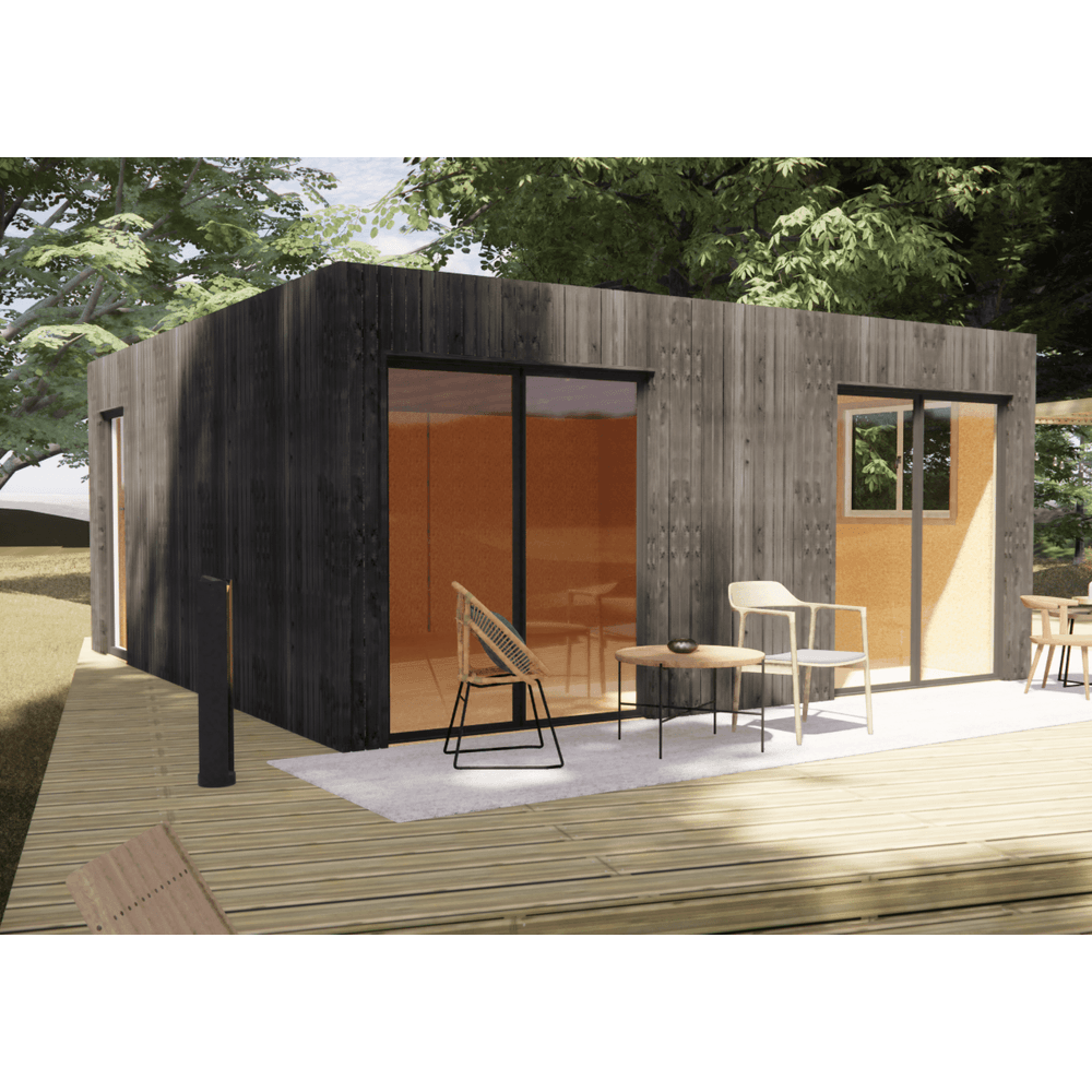Tiny house ossature bois en bois 5,5 x 5,7 x 2,7 m / menuiseries alu k-line