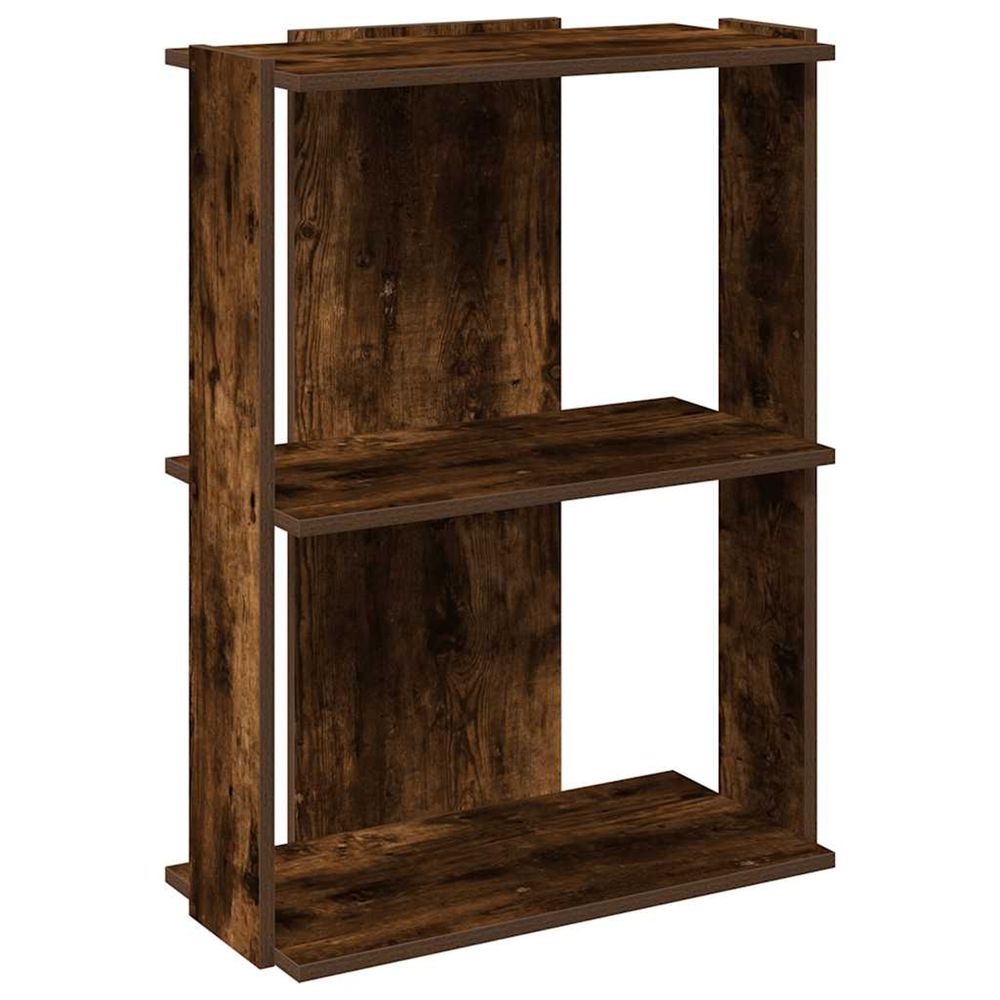 Bibliothèque 3 niveaux chêne fumé 60x30x80 cm bois d'ingénierie