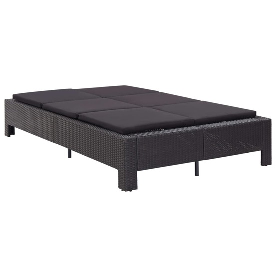 Transat à 2 places avec coussin noir résine tressée
