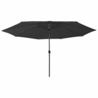 Parasol d'extérieur avec led et mât en métal 400 cm noir
