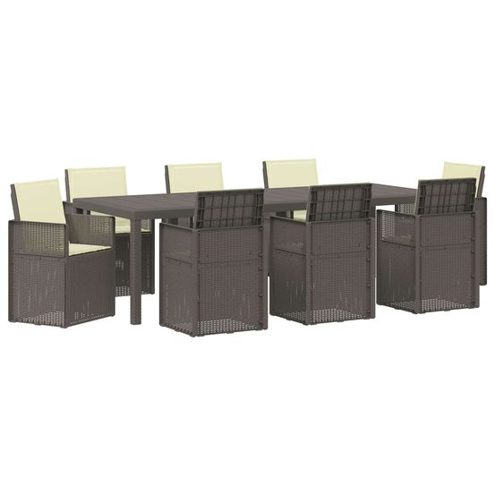Ensemble de salle à manger pour jardin 9 pc gris clair et crème