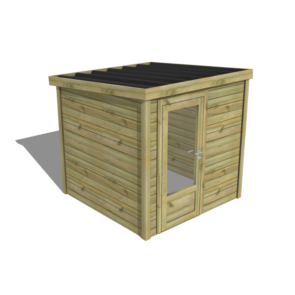 Abri de jardin bois pin traité autoclave 27mm - essentiel - 2,14x2,14m / 5m2 - bac acier - abri français