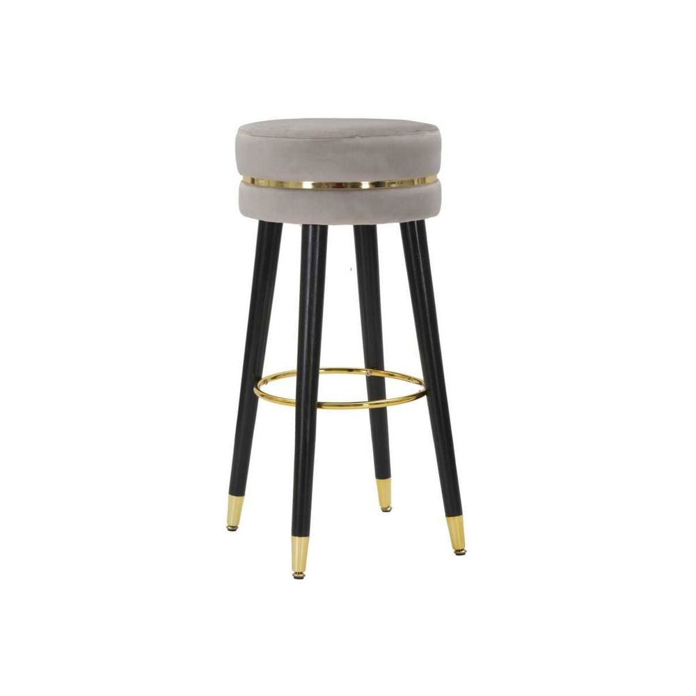 Tabouret de bar en tissu paris 35 x 74 cm argent - noir et doré