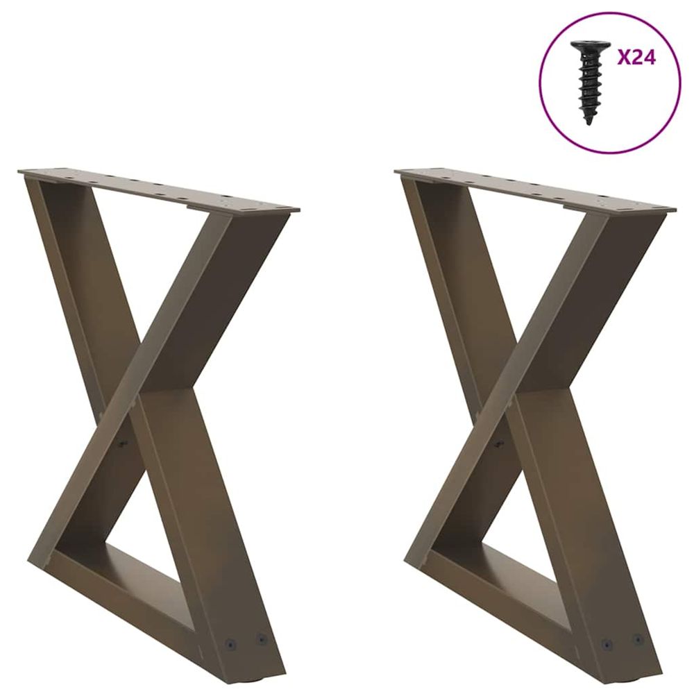 Pieds de table basse 2 pièces acier naturel 60 x (42-43,3) cm acier