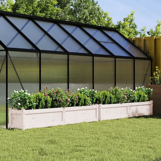Lot de 2 jardinières en pin massif pour jardin terrasse blanc 180cm