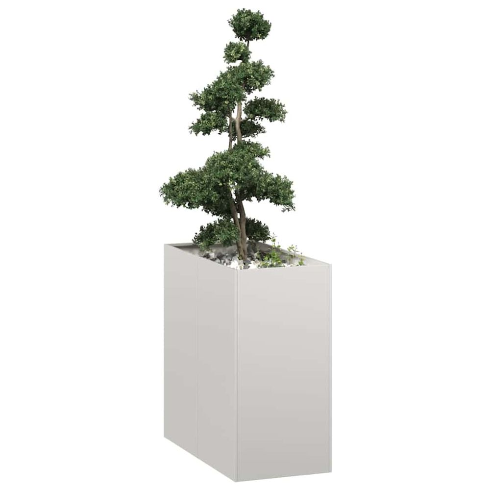 Jardinière profonde sur pieds en acier inoxydable brillant idéale pour arbustes et plantes argent 40x80x80cm