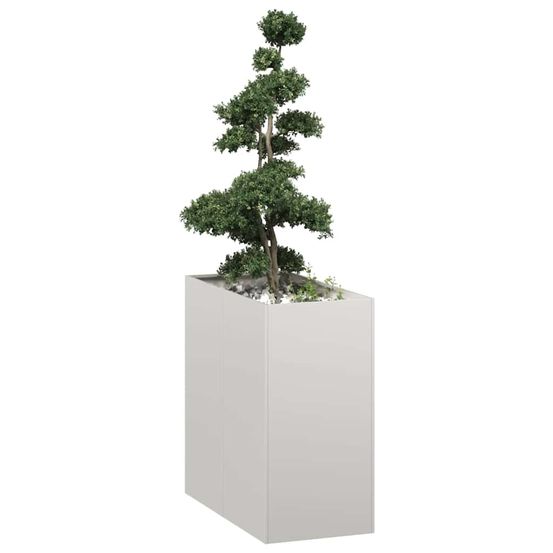 Jardinière profonde sur pieds en acier inoxydable brillant idéale pour arbustes et plantes argent 40x80x80cm