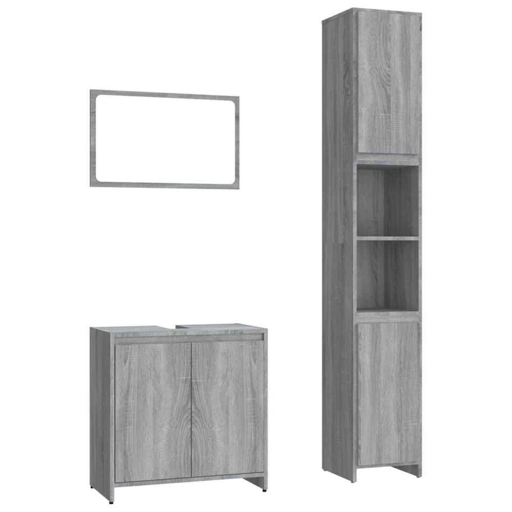 Ensemble de meubles de salle de bain 3 pcs sonoma gris