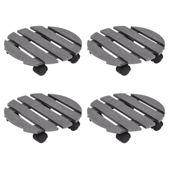 Chariots à plantes 4 pcs gris ø30x7,5 cm wpc