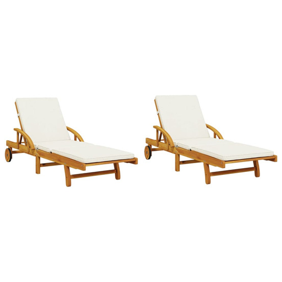 Chaises longues lot de 2 avec coussins 200x68x83 cm bois acacia