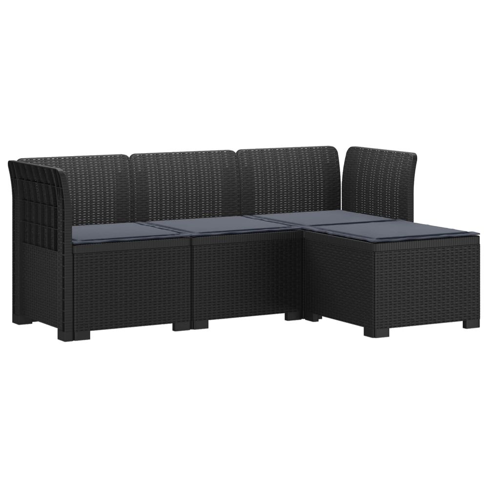 Canapé de jardin 4 places avec coussins style rotin pp