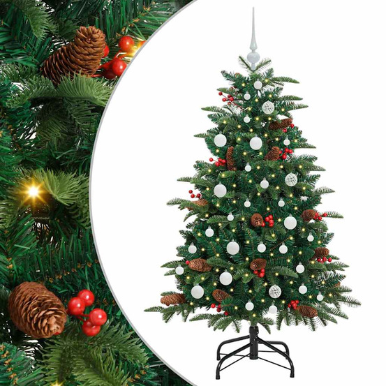 Sapin de noël artificiel vert 150 cm pvc, métal et plastique