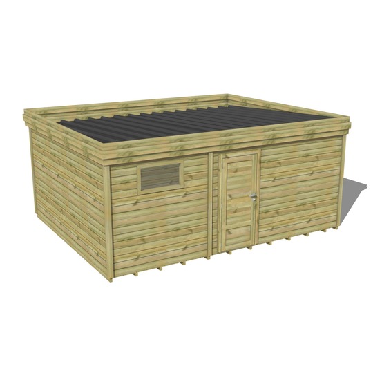 Abri de jardin bois pin traité autoclave 27mm - 5,99x4,34m / 26m2 - bac acier - plancher bois