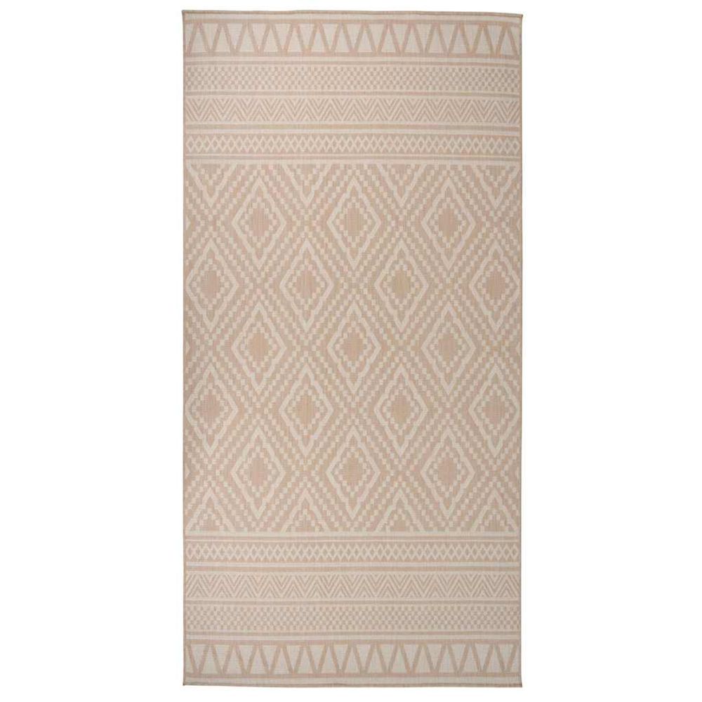 Tapis à tissage plat d'extérieur 100x200 cm rayures brunes