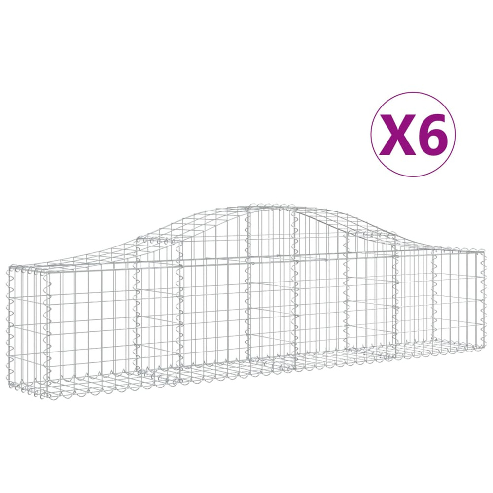 Paniers à gabions arqués 6 pcs 200x30x40/60 cm fer galvanisé