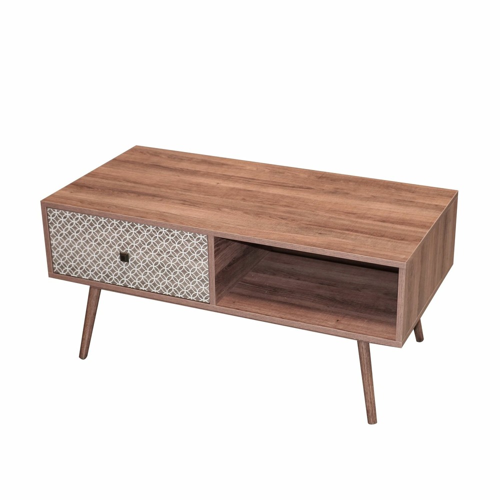 Table basse baobab en mdf 1 tiroirs et 1 niche ouverte - l.100 cm x h.45,5 cm - marron