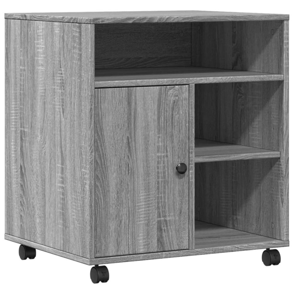 Support d'imprimante avec roulettes sonoma gris 60x50x67 cm