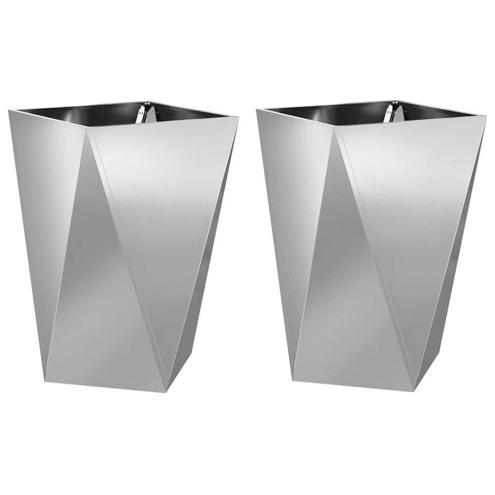 Jardinière 2 pcs argent 50 x 50 x 75 cm acier galvanisé