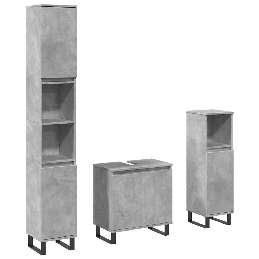 Ensemble de meubles de salle de bain 3 pcs gris béton