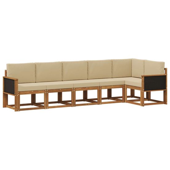 Ensemble de canapés d'extérieur 6 pc naturel et beige polyester