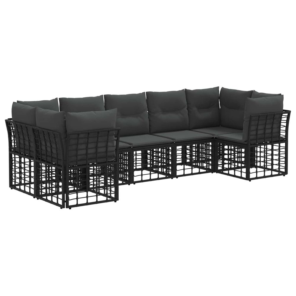 Ensemble de canapés d'extérieur 7 pc noir et gris foncé