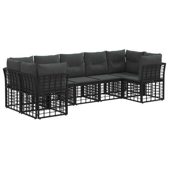 Ensemble de canapés d'extérieur 7 pc noir et gris foncé
