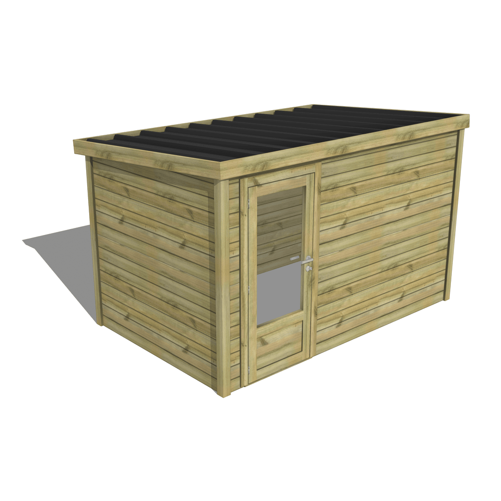 Abri de jardin bois pin traité autoclave 27mm - essentiel - 3,44x2,14m / 7m2 - bac acier - abri français