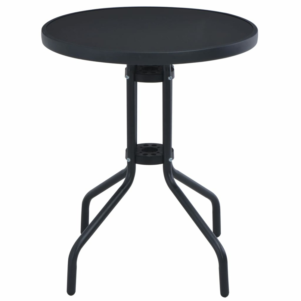 Table de jardin noir 60 cm acier et verre