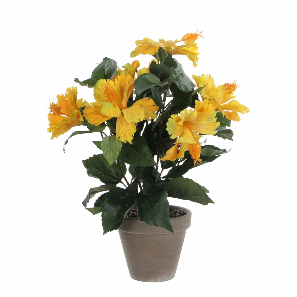 Mica decorations plante artificielle hibiscus - h40 x ø30 cm - jaune