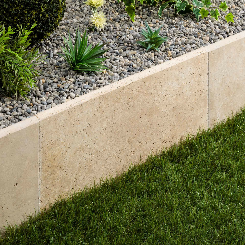 Bordure de jardin travertin beige clair 61x33x3 cm (à l'unité) - ro'ma nature