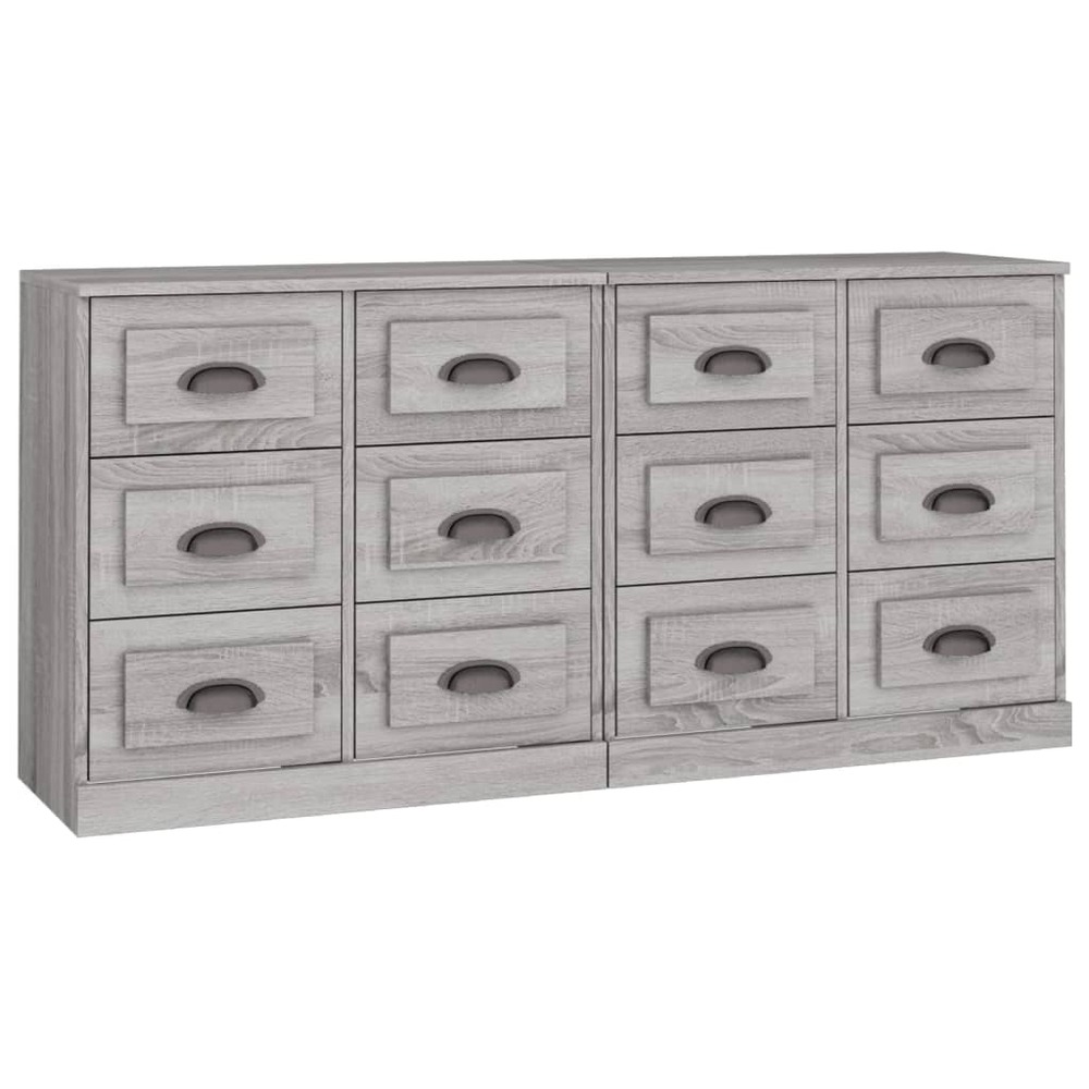 Buffet bahut commode armoire meuble de rangement organisateur cuisine salle de séjour salons lot de 2 sonoma bois d'ingénieri