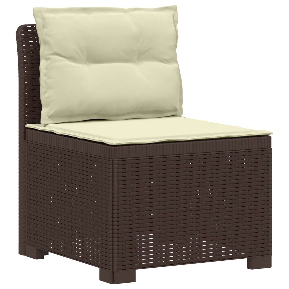 Canapé de jardin 1 place avec coussins look rotin pp marron