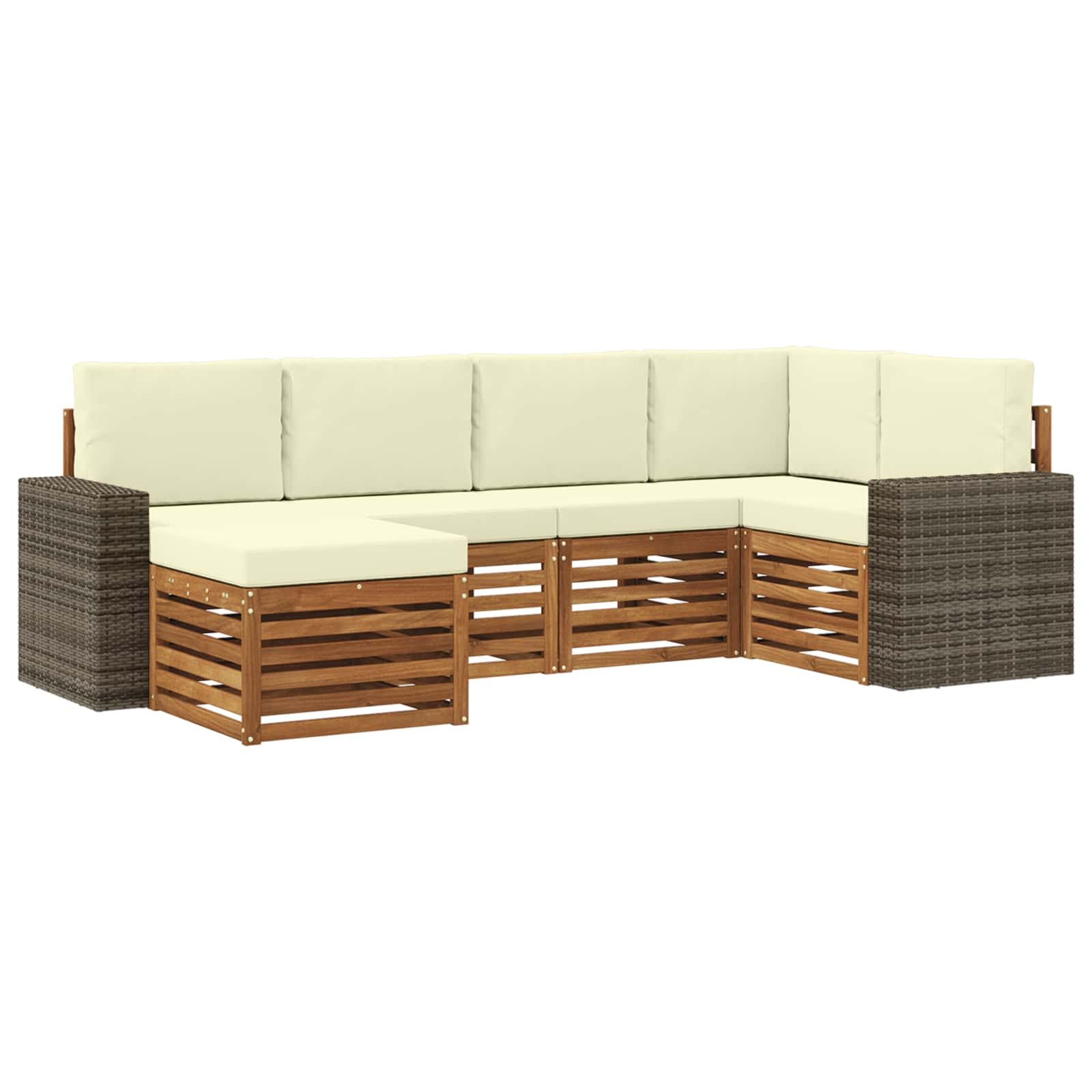 Ensemble de canapé d'angle avec coussin 6 pcs naturel et crème