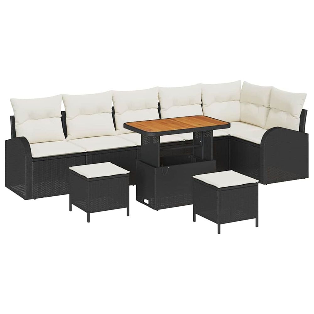 Ensemble de canapé de jardin 9 pc noir polyrotin