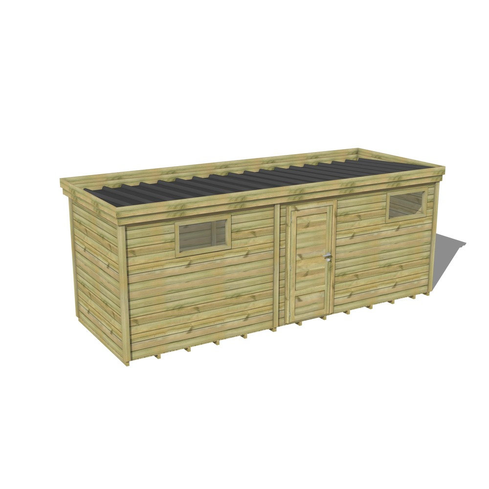 Abri de jardin bois pin traité autoclave 27mm - 6,49x2,14m / 14m2 - bac acier - plancher bois