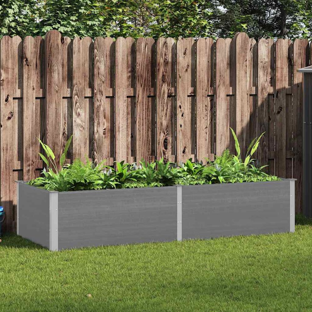 Carré potager xxl en wpc et acier pour grand jardin gris 250x100x54 cm