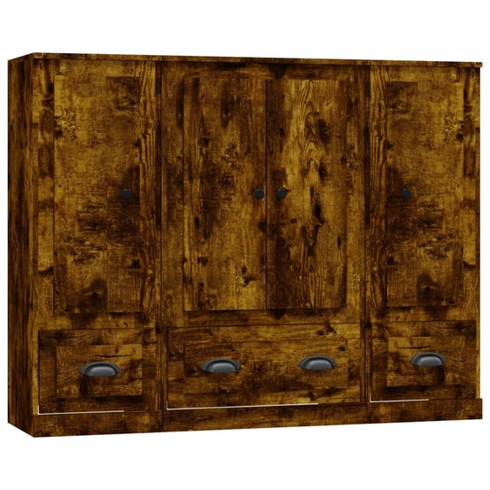 Buffet bahut commode armoire meuble de rangement organisateur cuisine salle de séjour salons 3 pcs bois d'ingénierie marron 0