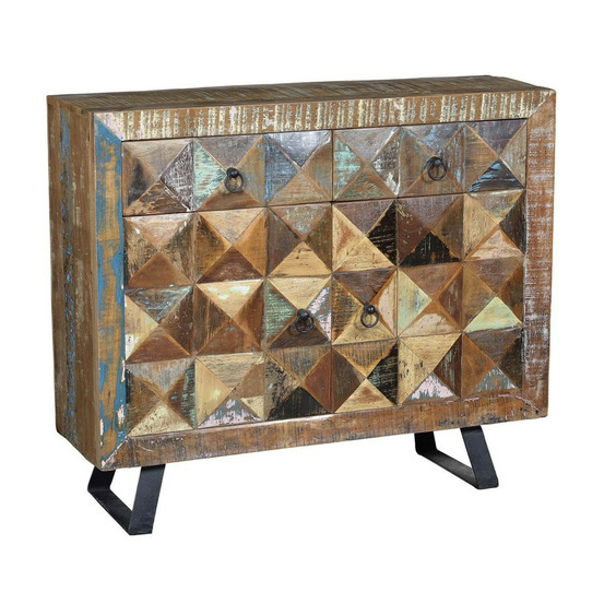 Buffet 2 tiroirs bois-fer marron - drisella décoration d'autrefois