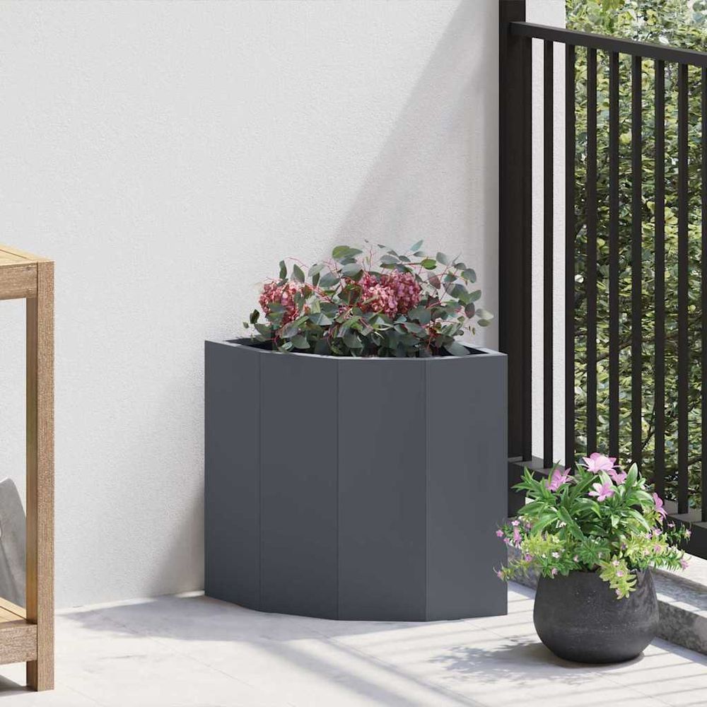 Jardinière d'angle en acier pour jardin et balcon anthracite 30x30x35 cm