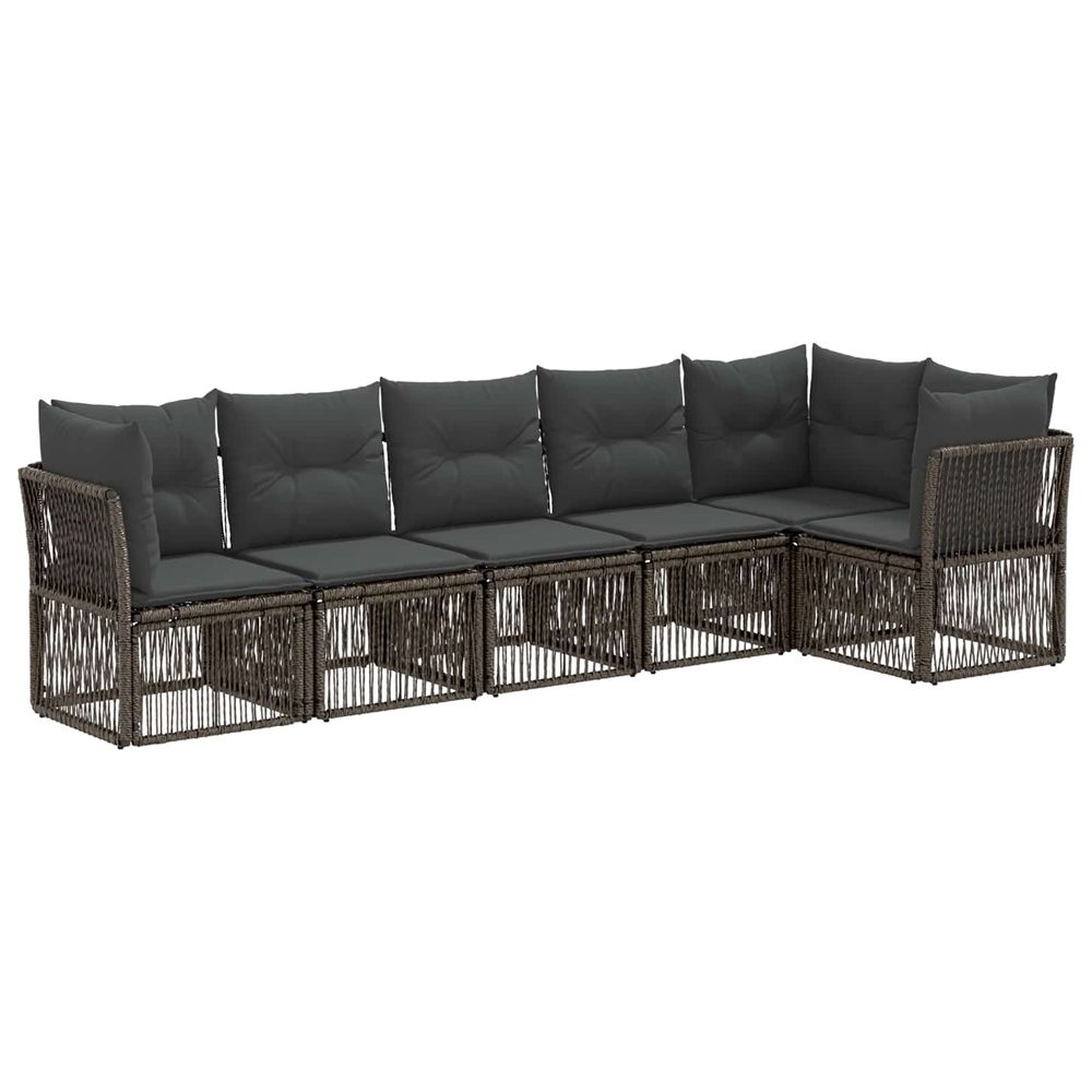 Ensemble de canapé de jardin 6 pc gris polyrotin