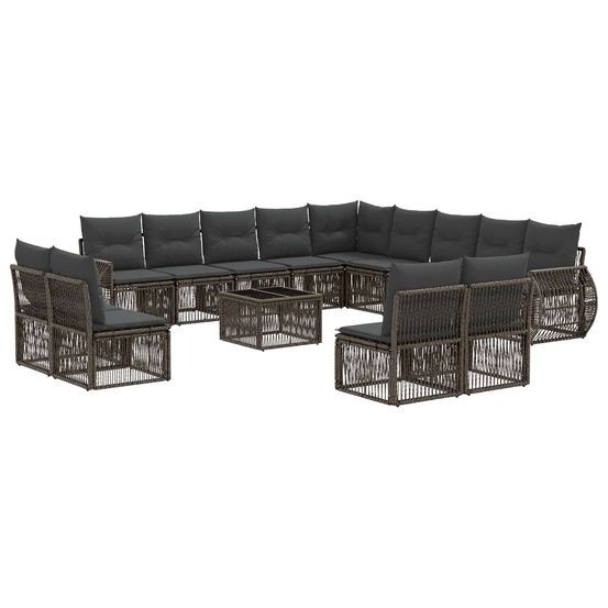 Ensemble de canapé de jardin 14 pc gris et gris foncé polyrotin