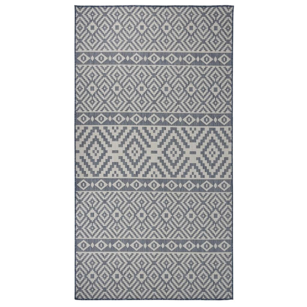 Tapis à tissage plat d'extérieur 80x150 cm rayures bleues