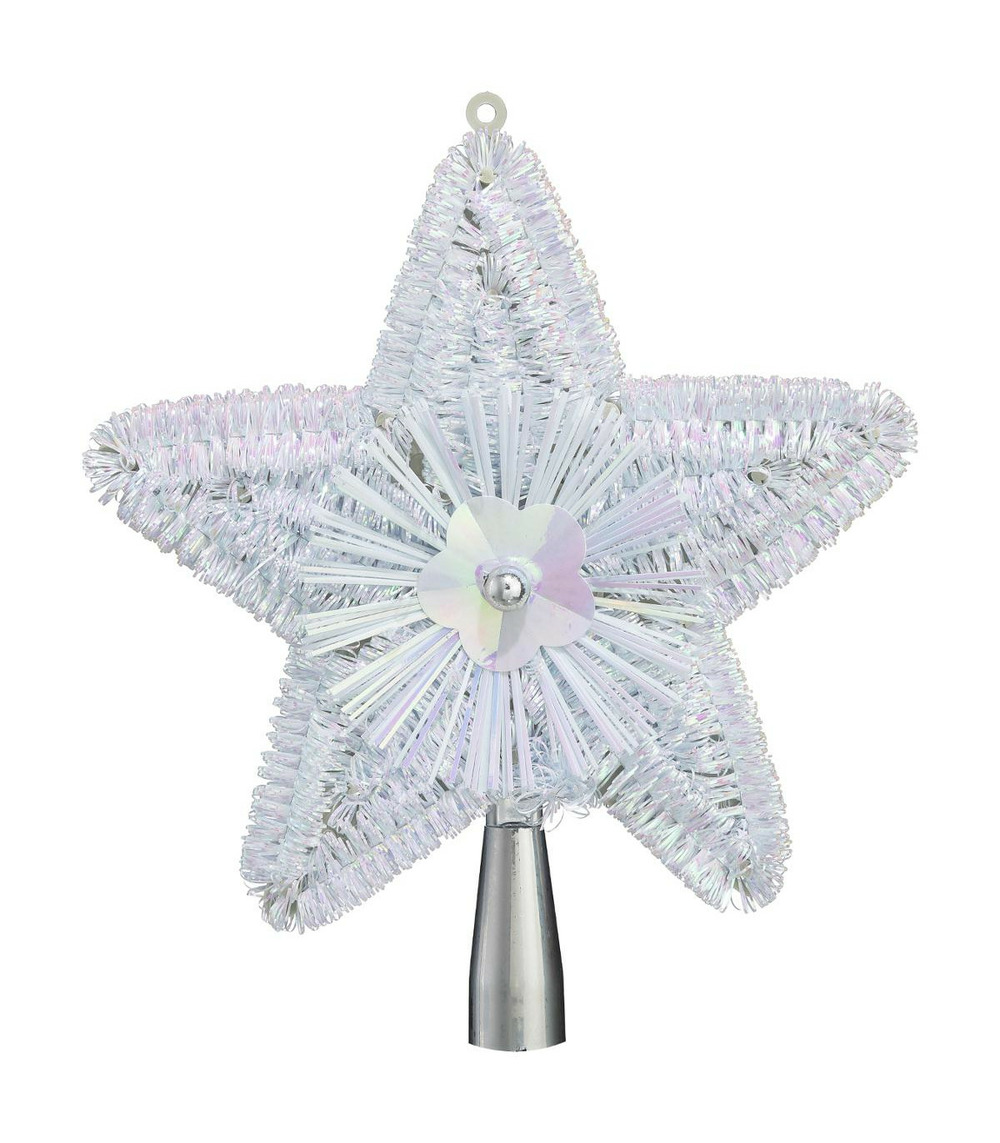 Déco sapin de noël cimier étoile blanc brillant